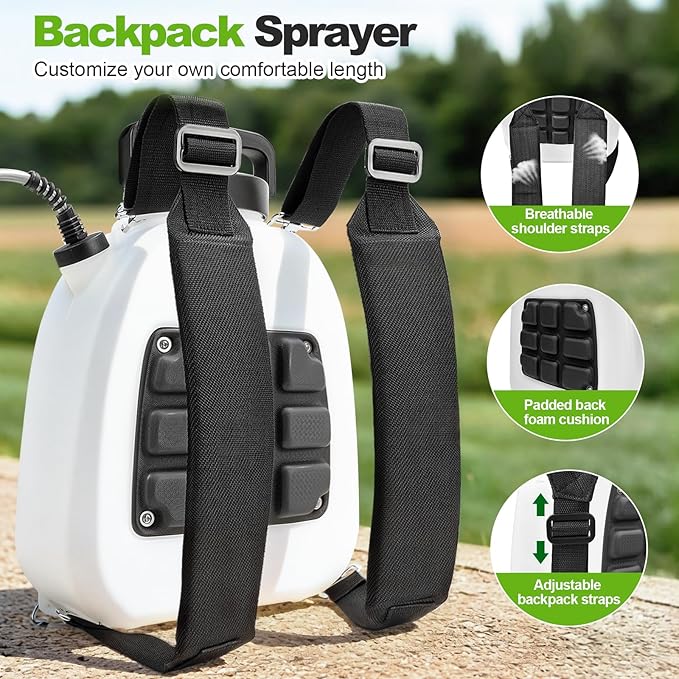 VAXMAY Battery Powered Sprayer 2.6 Gallon Backpack Sprayer with 3 Adjustable Forces Battery Indicator 5 Mist Nozzles 41 Retractable Wand USB Rechargeable Garden Sprayer for Weed Lawn Yard