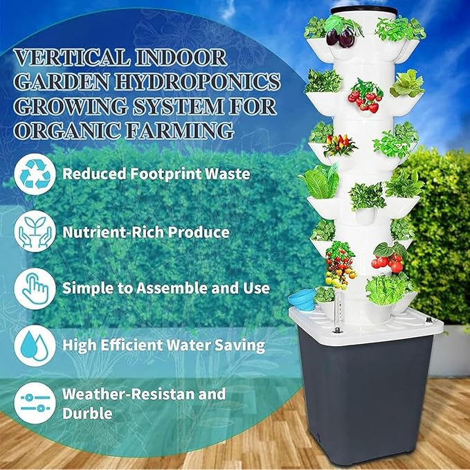 15/20/25/30hole - Plant Hydroponics Tower 3/4/5/6 Floors - Garden Hydroponic Growing Timer for Fruits and VegetablesWhite-20Hole//1pc