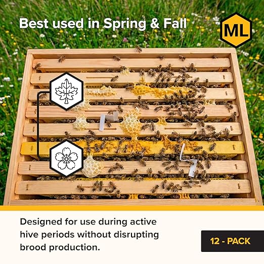 Mann Lake Apivar 2.0 Varroa Mite Treatment Strips Varroa Control for Spring &amp Fall Adaptable Strip Lengths for Multiple Hive Configurations Long Lasting Colony Protection 12 Strips