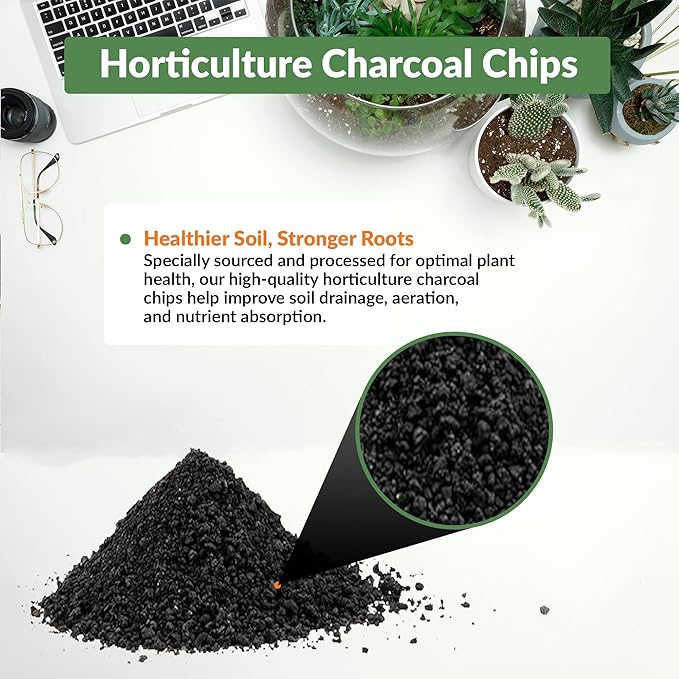 Old Potters Premium Horticultural Charcoal Chips Natural Soil Amendment for Areation and Healthy Microbe and Plant Growth. (12 Quarts)