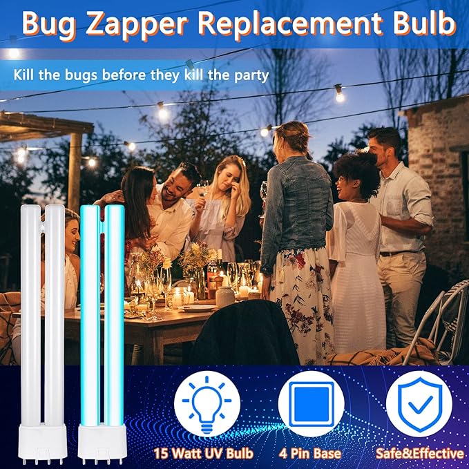 4 Pack 8.6 Inch Bug Zapper Replacement Bulb 18w H Shaped Light Bulb Compatible with 18w Indoor Outdoor Bug Zapper Light Bulbs for Home with 4 Pin Base Mosquito Zappers