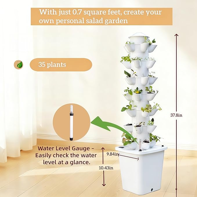 Hydroponic Growing System Kit - Hydroponic Tower Indoor Smart Vertical GardenHydroponic Vegetable System35 Pods Automatic Timer Gardening Gift