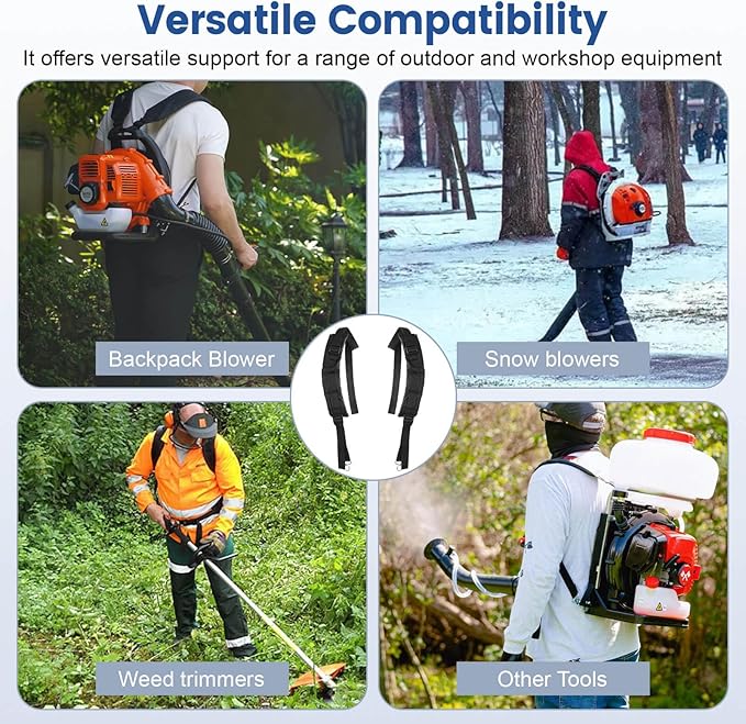 QCG 150BT Shoulder Strap Harness Compatible with Husqavarna 150BF 150BT 170BF 170BT 350BF 350BT 370BFS 370BTS Backpack Blower Replace 511803001 511802901 Left &amp Right Shoulder Strap Set