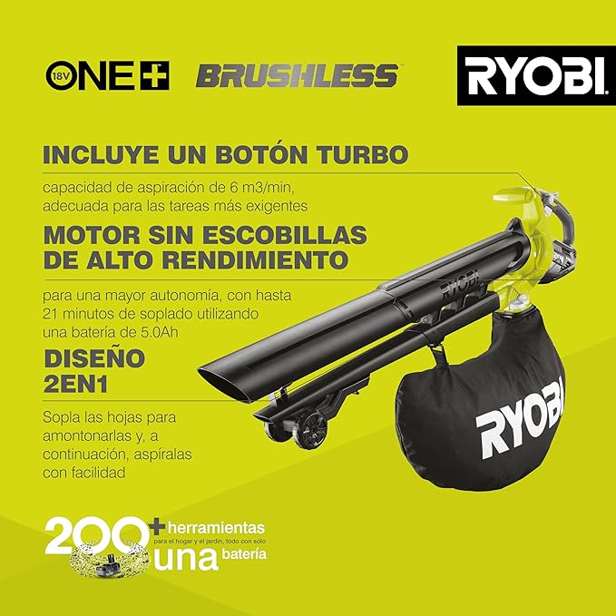 RYOBI OBV18 18V ONE+ Cordless Brushless Blow-Vac (Body Only) Hyper Green