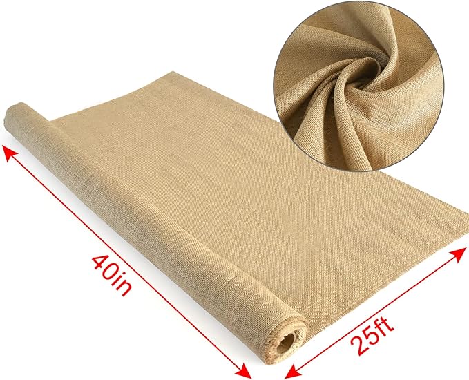 Agfabric Garden Burlap Fabric Roll40 inch x25 Feet High Density Natural Jute Material for Party DecorTable RunnerCraftsPlants&ampTree Covering