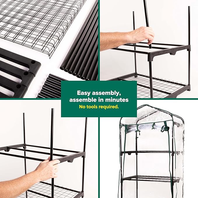 Gardman R687 4-Tier Mini Greenhouse 27 Long x 18 Wide x 63 High Black