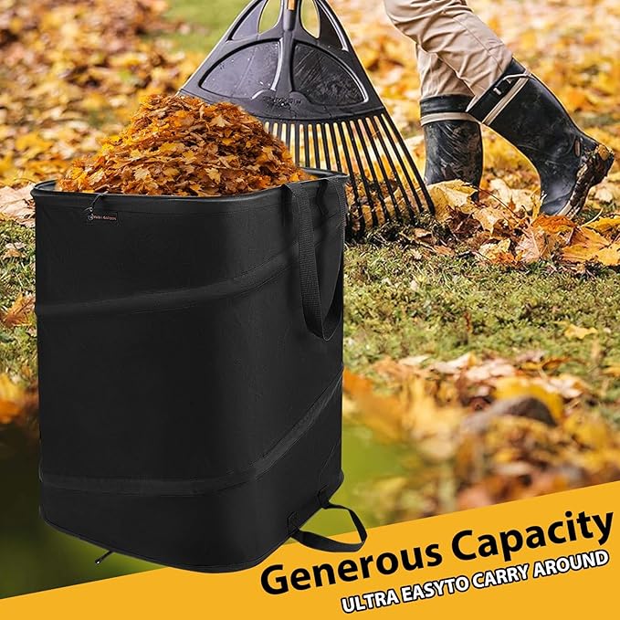YUDI &amp GARDEN 46 Gallon Square Collapsible Yard Waste Bin Collapsible Trash Can for Collecting Weeds or Leaf or Yard and Party Waste