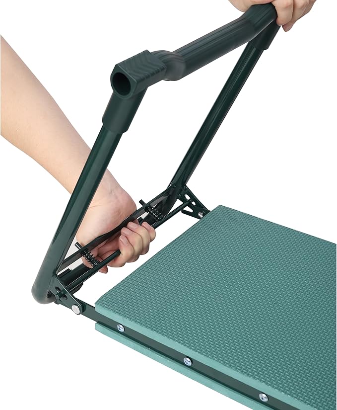 Garden Kneeler and Seat with Tool Pouch Foldable Stool EVA Foam Pad with an Soft Wider Cushion and Large Tool Bag for Gardeninng Lovers 21.25 x 11.875 x 16 inches Green