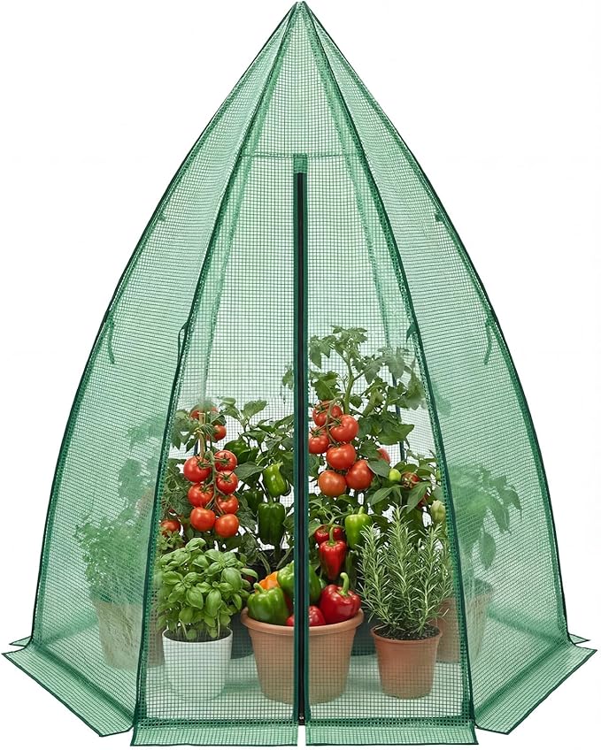 Greenhouse for Outsides 54”x 54”x 71” Heavy Duty Green House Tent with Durable PE Cover Garden Plant Protector with Zippered Door Mesh Window for Vegetables Flowers Fruits HerbsGreen