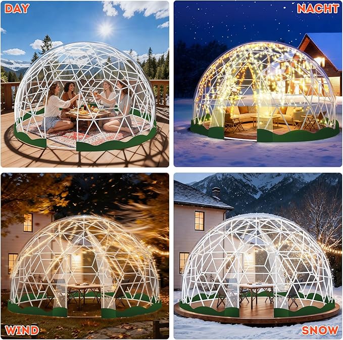 Garden Dome Tent 9.6/12/15 ft Outdoor Clear Bubble Tent for 2-8 Person All-Weather Geodesic Dome Greenhouse with Window &amp Door PVC Transparent Tent for Patio Camping Party