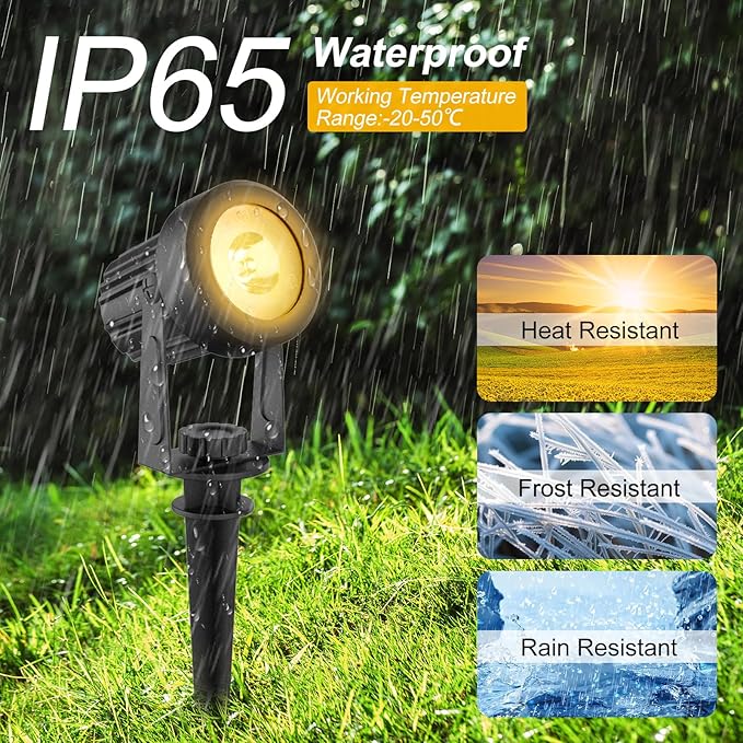 T-SUNUS Solar Spot Lights for Outdoor Warm White 3000K Landscape Spotlight IP65 Waterproof Separated Panel Uplights with 9.8ft Cable Auto On/Off for Tree Yard Lawn House Driveway Pathway Pool
