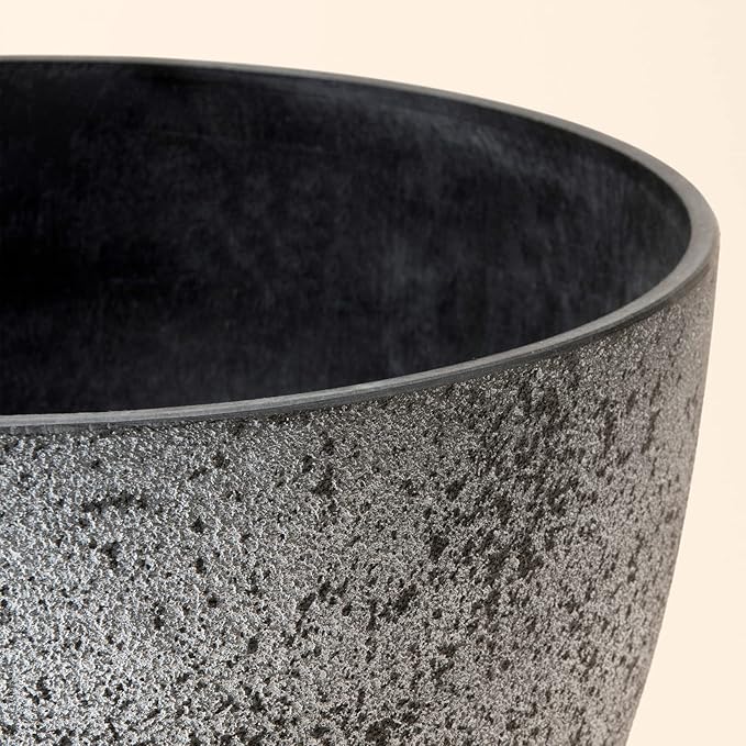 LA JOLIE MUSE 14.2/11.3/8.6 Inch PlantersSet of 3 Indoor/Outdoor Round PlantersGrey Tree PlantersPlant Container with Drain HolesFlower Pots for Patio and Deck