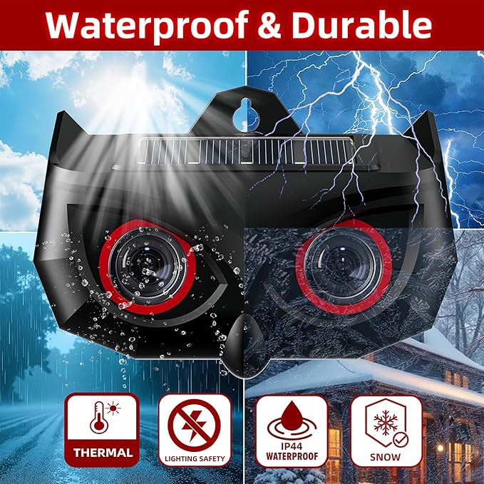2025 Solar Nocturnal Animal Repeller4 Pack Racoon Repellent OutdoorWaterproof Deer Repellent DeviceWall-Mounted Red Flashing Light Skunk Fox Coyote Deterrent for Chicken Coop Garden Yard