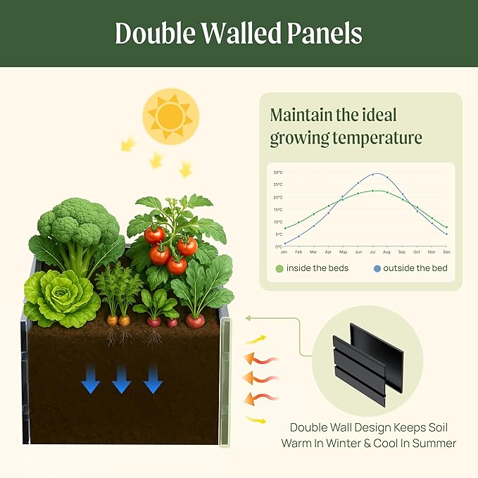 Vego garden Modern Raised Garden Bed 17 Tall 42 x 83 Heavy Large Metal Planter Box for Trees Plants Flowers Double-Walled Steel Planters for Commercial Residential Patio Umber Brown