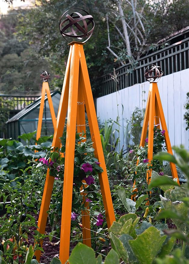 Akoris Garden Obelisk Large for Outdoor Plants | Garden and Home Climbing Vines Trellis Steel &amp Durable | Modern Trellis | Large (Kumquat Orange)