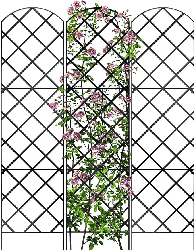 Giant Trellis 108” high (9’ Tall) by 28” Wide Trellis with Arched top - Pack of 3 Complete trellises - By Meranti Home + Garden