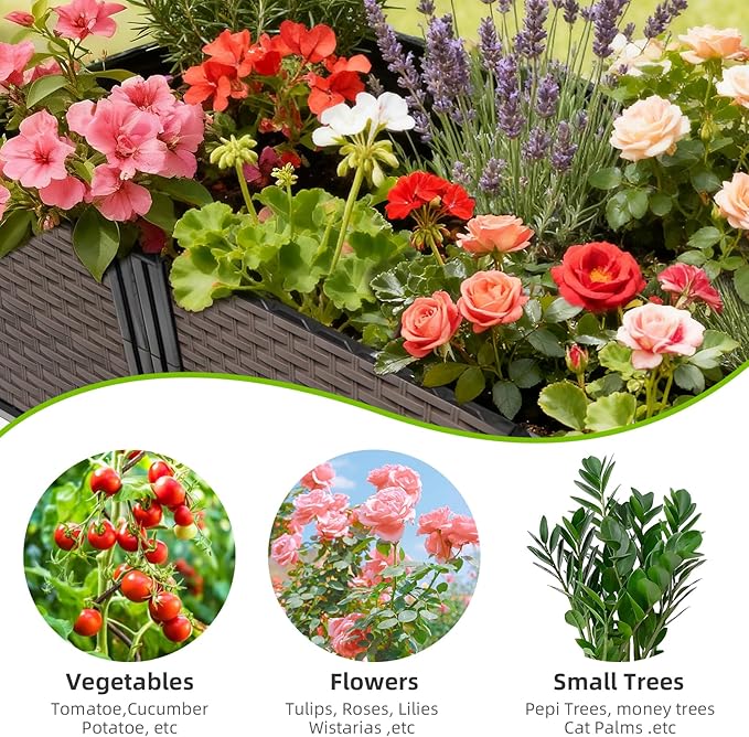 Large Raised Planter Box Outdoor Self Watering 94.4x15.7x14.2 Deep Raised Garden Bed - Elevated Garden Box with Drainage Plug Rectangular Garden Planter Perfect for Patio Balcony Deck