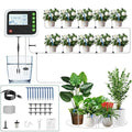 SoulBay Automatic Plant Waterer Indoor Self Watering System for 15 Potted Plants USB Rechargeable Drip Irrigation Kit with Programmable Water Timer LCD Display for Vacation Garden