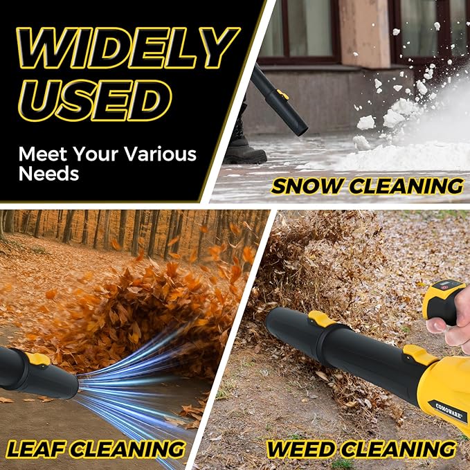 COMOWARE Cordless Leaf Blower 480 CFM/170 MPH 6-Speed Mode with Digital Display Screen Compatible with DeWALT 20V MAX Battery Blower for Lawn Care Yard Blowing Leaves Dust Snow (Tool Only)