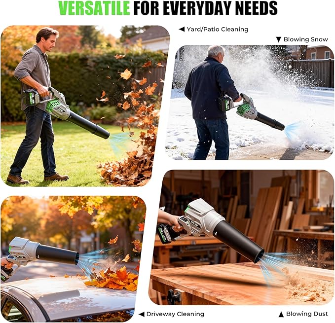 AirPlus Leaf Blower Cordless Rotated 180° Electric Leaf Blower with 2 x 4.5Ah Batteries &amp Fast Charger Lightweight Battery Leaf Blower for Lawn Care Garage Patio