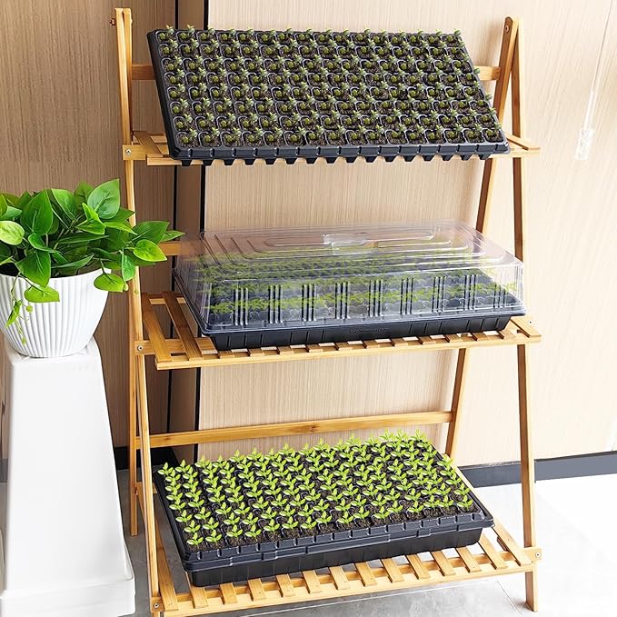 10Pcs 128 Cell Seed Starter Trays Thick Durable Nursery 128 Cell Plug Tray Seedling Flat Plastic Shallow Tray for TD538 1020 Trays (21.26 11.02 Deep 1.89) GGBQ128