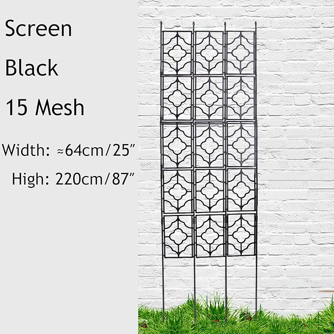 PE Plastic Coated Garden Trellis Climbing Plant Fence Plant Support Frame Vertical Decorative Privacy Screen Rose Decorative Trellis Screen Plant Trellis (Color : Black Size : 220x64cm)