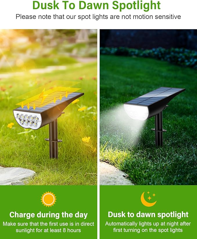 Solar Spot Lights Outdoor Solar Lights Outdoor Waterproof IP65 3 Brightness Modes Dusk to Dawn Landscape Spotlights for Yard Garden Pathway Tree Decoration Cool White 5 Pack