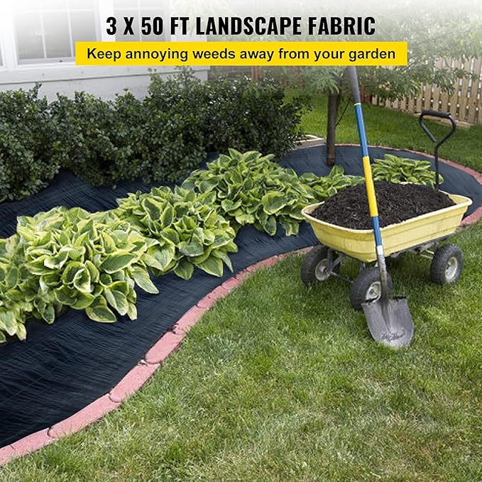 Heavy Duty 3FT x 500FT Woven Weed Barrier Landscape Fabric - 5OZ Gardening Weed Blocker Geotextile Drainage &amp Driveway Ground Cover for Landscaping and Weed Control