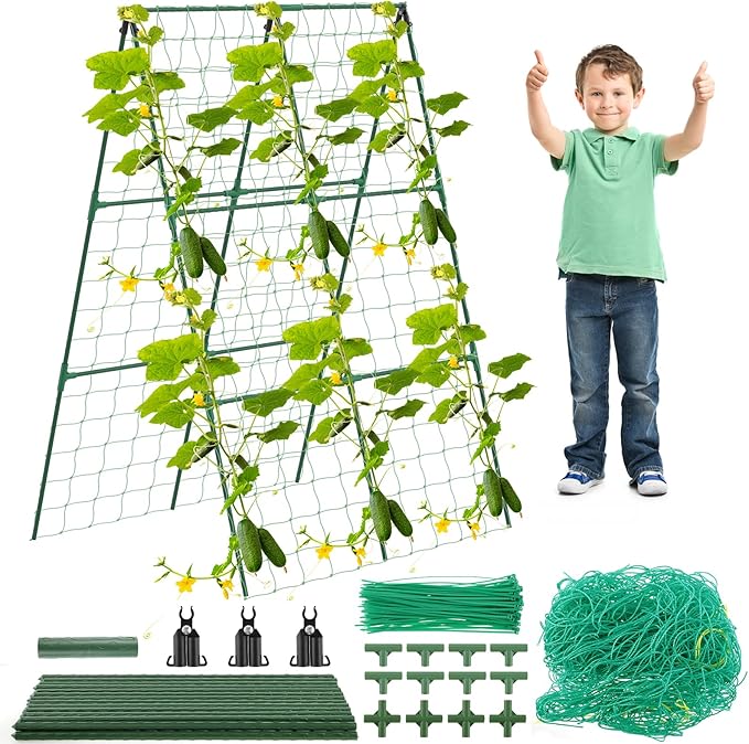 Cucumber Trellis A Frame Vegetable Trellis Easy to Install Cucumber Support Trellis Detachable Gardening Trellis Garden Climbing Frame for Climbing Tomato Vegetable