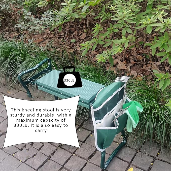 Garden Kneeler and Seat Heavy Duty - Foldable Kneeling Stool with Large Tool Pouch &amp Storage Bag Space-Saving Ideal Gift for Gardeners Seniors &amp Parents