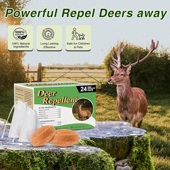 36 Pack Deer Repellent Rabbit Repellent Outdoor Deer Deterrent for Plants Flower Vegetable Tree Deer Rabbit Repeller