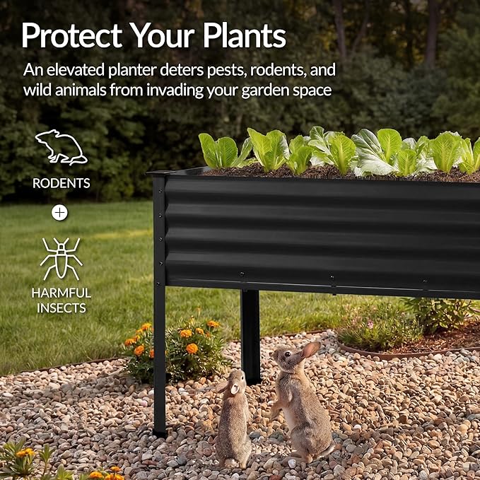 Best Choice Products 48x24x30in Galvanized Raised Garden Bed Metal Elevated Planter Box Vegetable Garden for Backyard Patio Balcony - Black