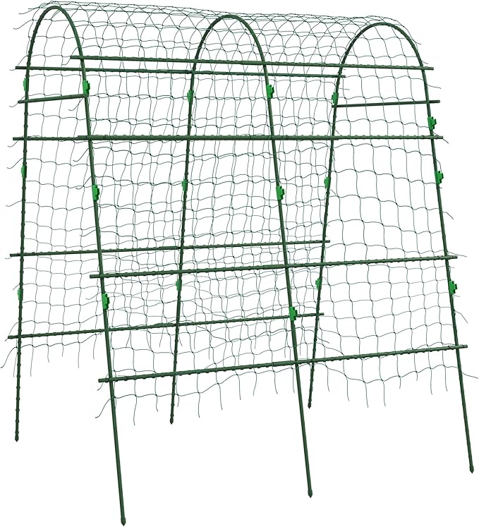 Vertical Growing Arch for Small Spaces 6.8’ High A-Frame Trellis with Coated Steel Frame Maximizes Garden Yield for Cucumbers Peas and Pole Beans