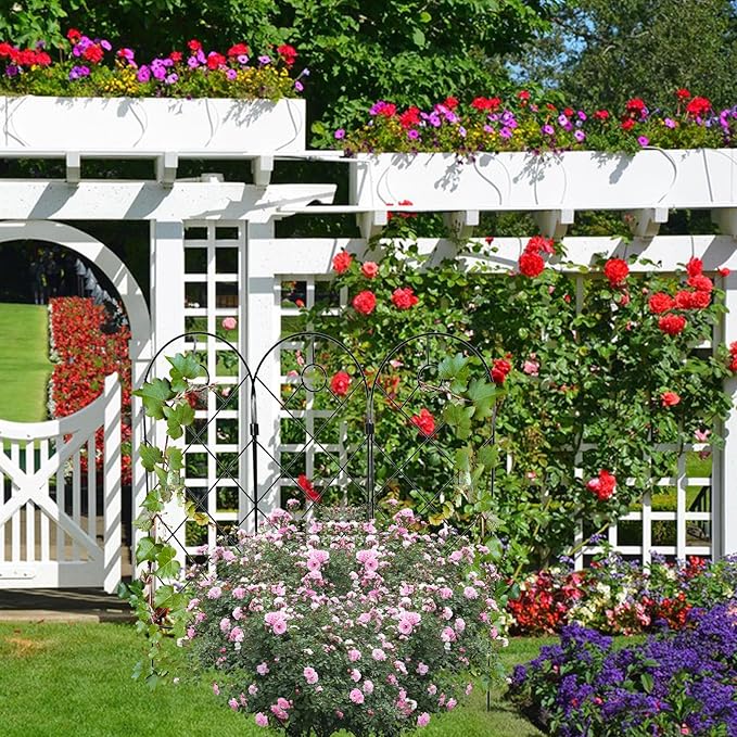 Garden Trellis for Climbing Plants for Climbing Plants Metal Rustproof Plant Support Trellis for Potted Plants for Climbing Plant Flower Rose Clematis Morning Glory Peony (3)