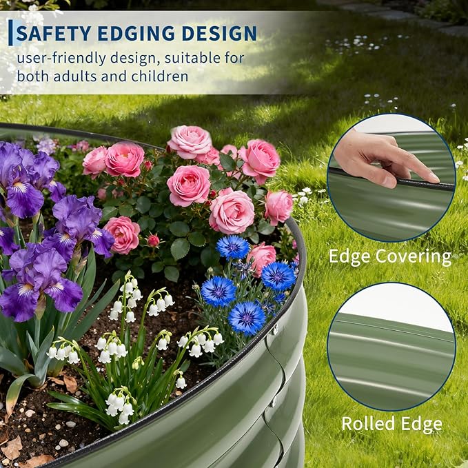 2-Pack 6×3×1 Ft Galvanized Steel Raised Garden Bed Outdoor Metal Planter Boxes for Vegetables Flowers &amp Herbs Above-Ground Gardening Beds Green