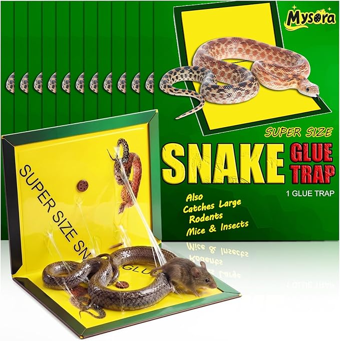 12 Pack Large Snake Glue Traps 13 x 20 Snake Rat Sticky Pad with Enhanced Stickiness Sticky Glue Trap for Snakes Mice House Indoor Outdoor