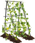 HPC Decor Cucumber Trellis for Raised Bed 6 FT Tall Garden Trellis for Climbing Plant Outdoor Metal A Frame Trellis with Climbing Net Support for Vegetable Grape Tomato Peas Fruit Vine.