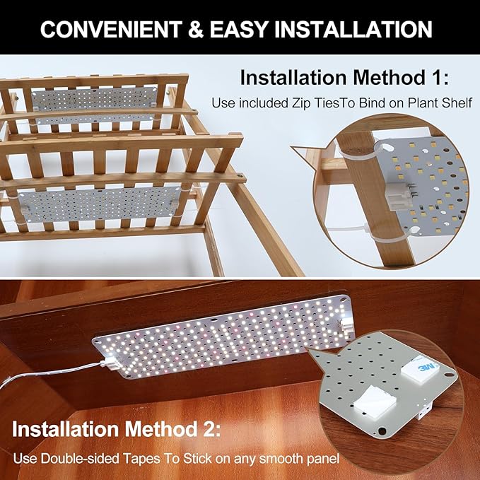 5Pack Flat Grow Lights for Indoor Plants Seed Starting Veg 4/8/12/16/20H Timer Light and Thin 50W Grow Lights for Under Cabinet Plant/Shelves Two Connection Modes Quick Installation