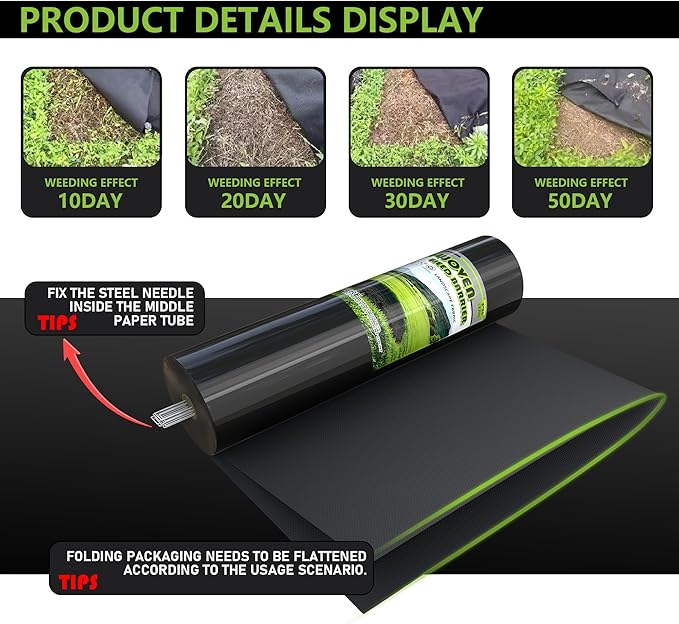 5 OZ Non Woven Geotextile Landscape Fabric Weed Barrier Landscape Fabric for Landscaping French Drains Underlayment Erosion Control Construction Projects 4x50FT Black