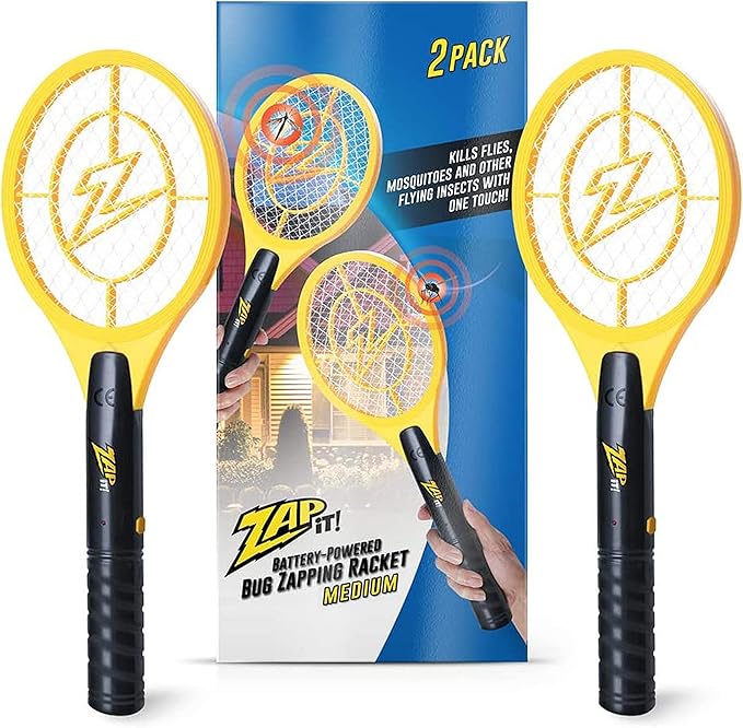 Zap It Bug Zapper Battery Powered (2xAA Included) Bug Zapper Racket 3500 Volt 2 Pack