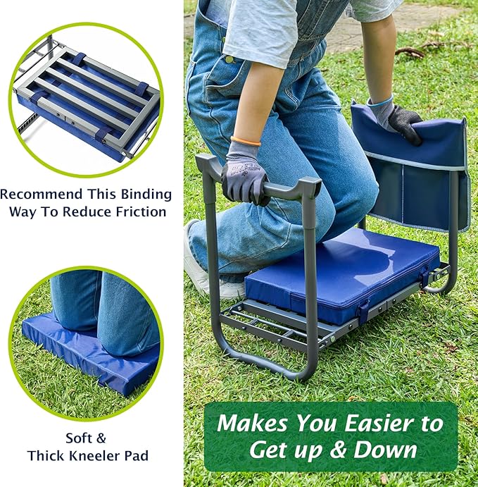 ikkle 838LB+ Capacity Garden Kneeler and Seat - Ultra Heavy Duty Stool Bench with Thick Soft Pad Gift for Gardeners