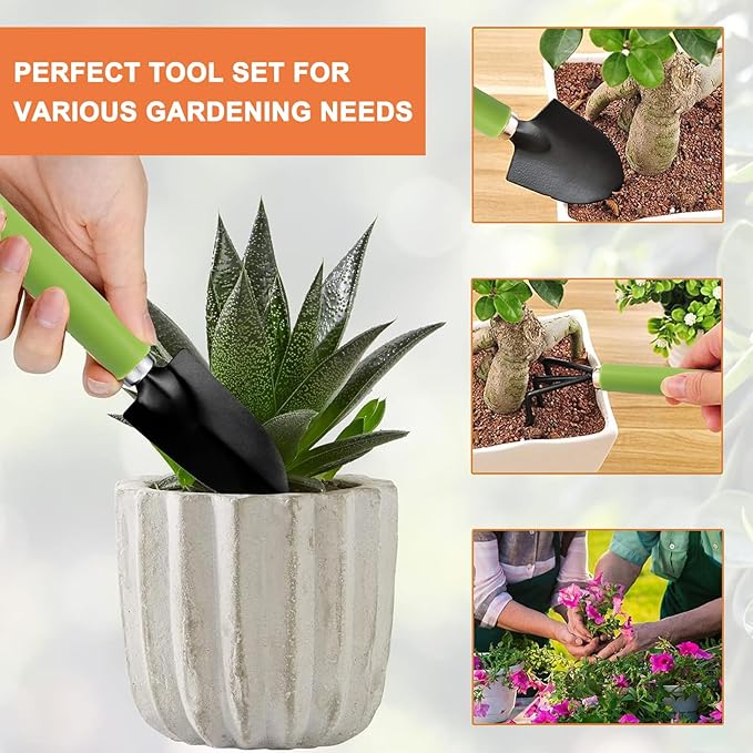 Garden Tool Set 8Pcs Stainless Steels Garden Hand Tools Kit Durable Rust-Proof Gardening Tool Set with Handbag for Family