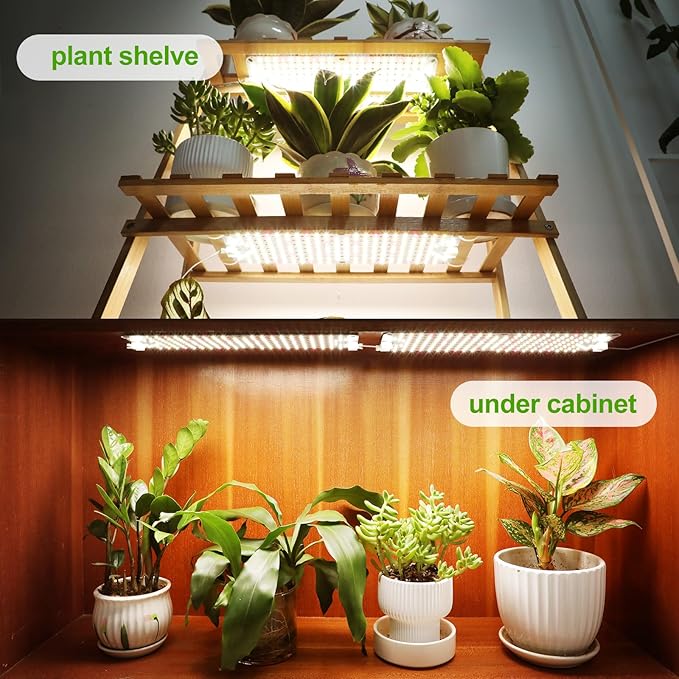4Panel Grow Lights for Indoor Plants Seed Starting Veg Pot Plants Bonsai with Timer 4/8/12/16/20H Ultra-Thin Under Cabinet &amp Shelf Full Spectrum LED Plant Growing Lamps Multi-Panels Free Con