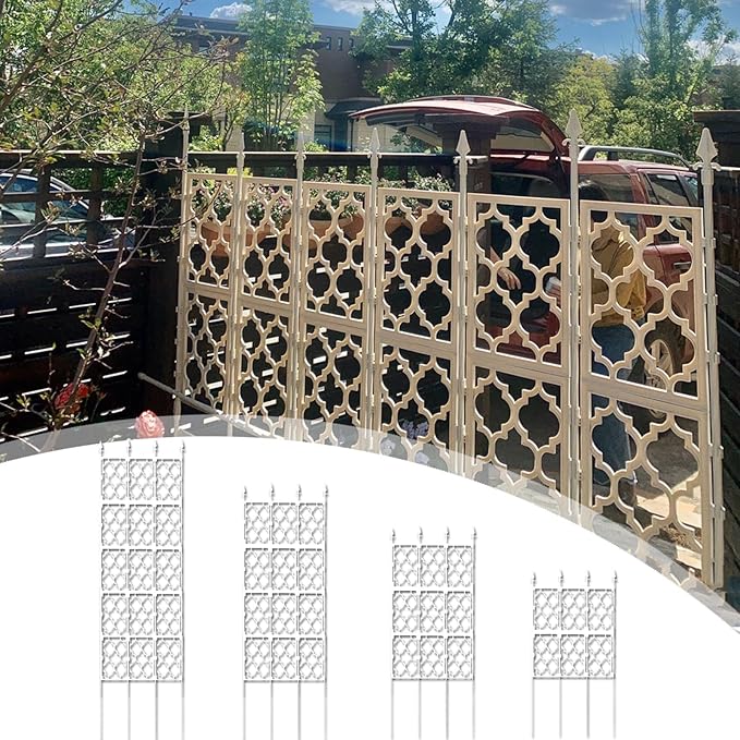 LTSRLL Decorative Fence - 1.5m/4.9ft 1.9m/6.2ft 2.30m/7.5ft 2.7m/8.8ft Tall Garden Trellis - Vegetables/Flower Pot Stake for Climbing Plants Support(White85cmx150cm)