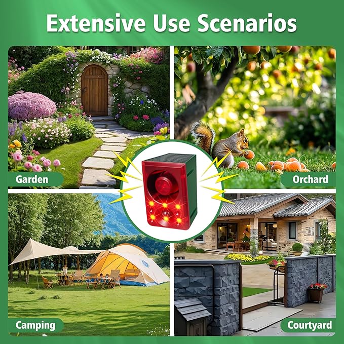 ChunHee Solar Animal Detterent OutdoorMotion Activated Deer DeterrentSupport Recording&amp±VolumeDeter Deer CoyoteRaccoon FoxSquirrels Deterrent for Garden Yard