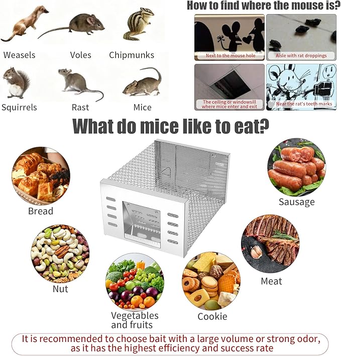 Eaglever Mouse Trap Eaglever Rat Trap Stainless Steel Automatic Mousetrap Automatic Rat Trap Automatic Mouse Trap Easy to Set Mice Catcher for Indoor and Outdoor (2 PCS)