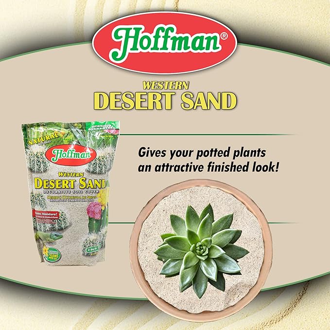 Hoffman Western Desert Sand Decorative Soil Cover for Potted or Bedded Plants 2 Dry Quarts 2 Pack