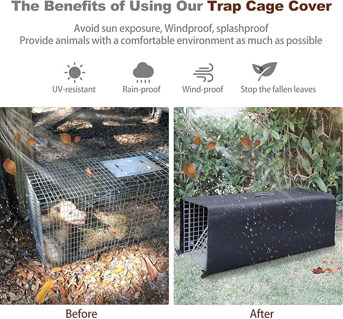 Live Animal Trap Cage with Cover Cat Trap for Stray Cats 32 Inch Heavy Duty Folding Skunk Traps with Real Door for Raccoons Opossums Groundhogs Skunks Feral Cats Squirrels-(32 x 10 x 12 inches)