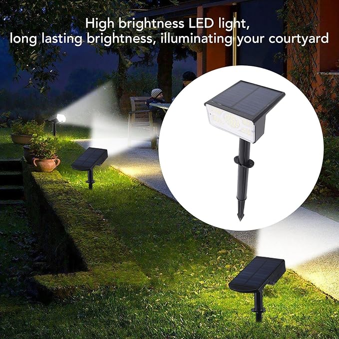flexman Solar Spot Light 49 LEDs IP65 Solar Powered Outdoor Landscape Spotlights 8 12 Hours Lighting Time for Villa Courtyard Garden Backyard Lawn Pathway (White Light)