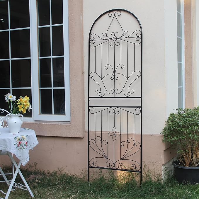 Metal Trellis 82.7 H x 26.7 W Powder-Coated Black Attractive Plant Support Garden Trellis Stylish Garden Addition Lattice Outdoor Yard Décor Roses Vine Ivy Clematis Trellises Black 1 Pack
